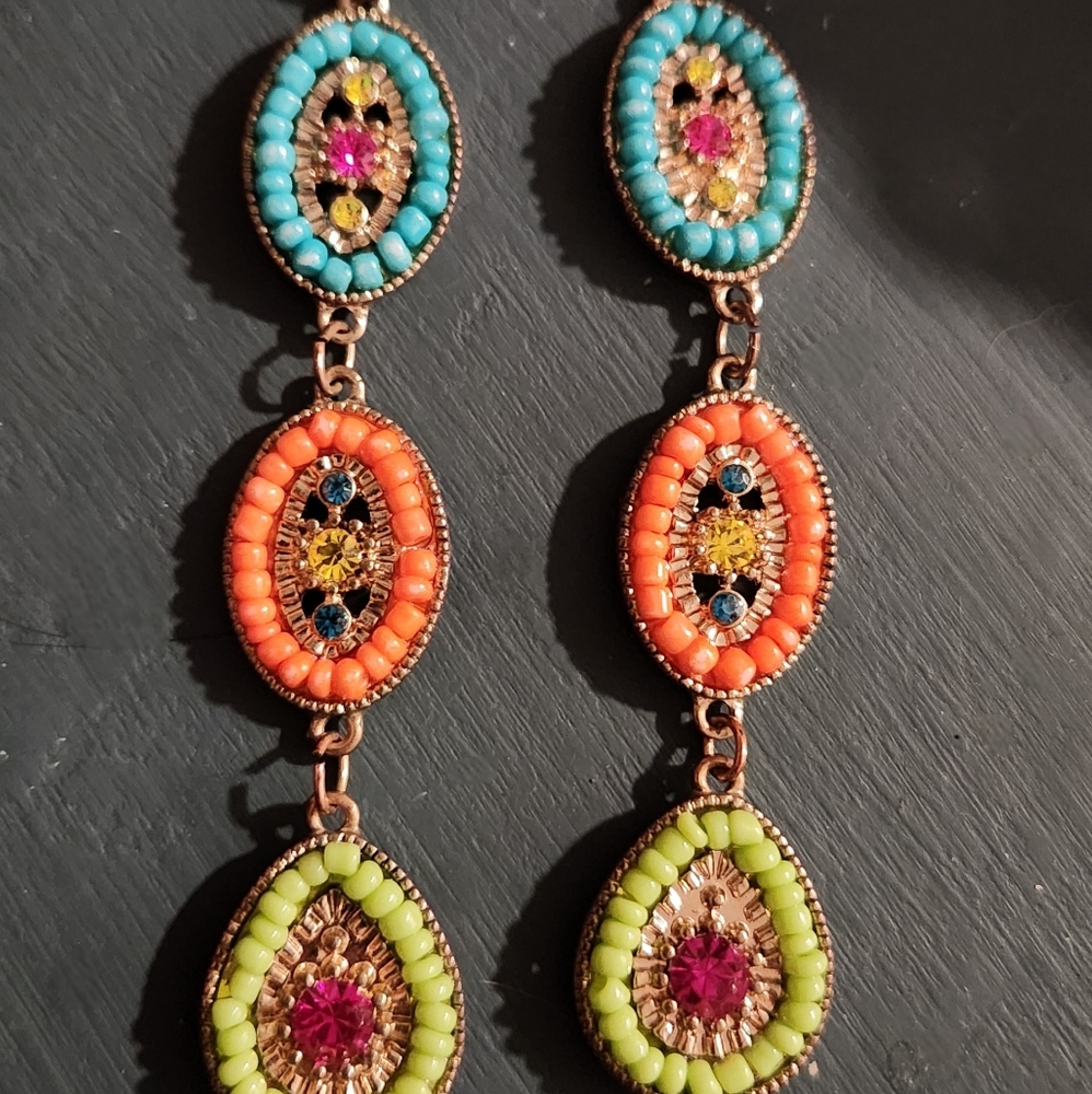 Colorful Beaded Drop Earrings